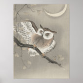 Poster Ohara Koson Owl Sous Crescent Moon (Devant)