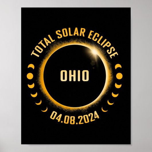 Poster Ohio 2024 Total Éclipse Solaire (Devant)
