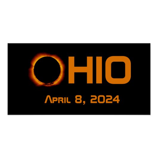 Poster Ohio 2024 Total Éclipse Solaire (Devant)