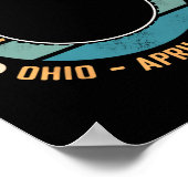 Poster Ohio 2024 Total Éclipse Solaire Parcours Totalité (Coin)