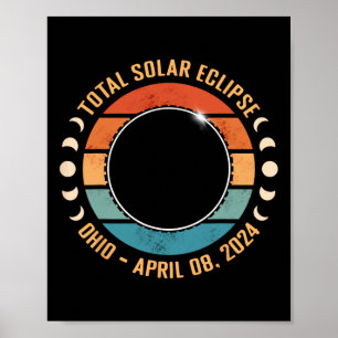 Poster Ohio 2024 Total Éclipse Solaire Parcours Totalité