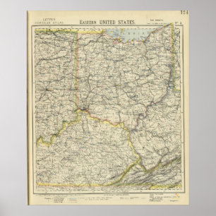 Poster Ohio, Indiana, Kentucky, Virginie-Occidentale