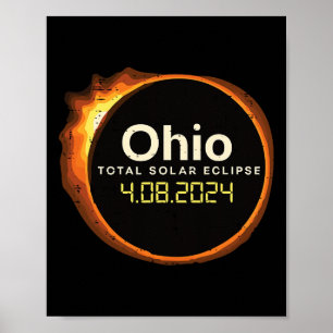 Poster Ohio Solar Eclipse 2024 Totalité Avril 8 Hommes Fe