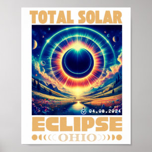 Poster Ohio Total Solaire Eclipse Avril 8 2024 Ohio Solar
