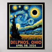 Poster Ohio Total Solar Eclipse 2024 Starry Night Van Gog (Devant)