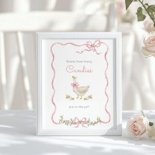 Poster Oie bête Combien de bonbons baby shower jeu
