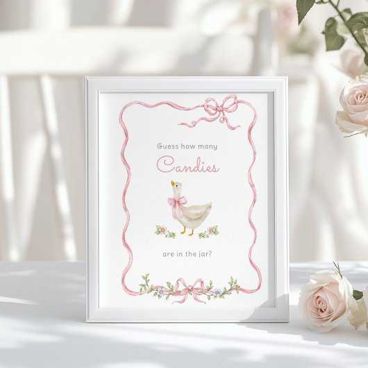 Poster Oie bête Combien de bonbons baby shower jeu