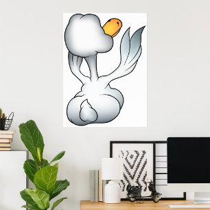 Poster Oie Blanche Vue de Dos Oiseau Ridicule