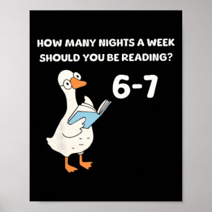 Poster Oie drôle lisant 67 Six Sept Mème Professeur Livre