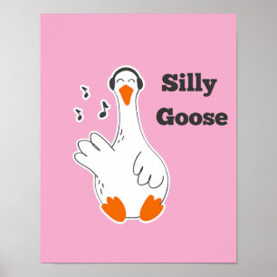 Poster Oie idiote, Oie drôle, Amoureux des oies