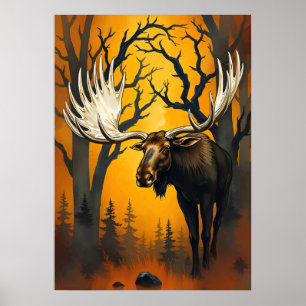 Poster Oie majestueuse en Forêt d'automne - Art sauvage