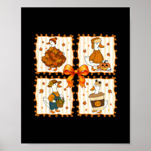 Poster Oie Rétro Cosy Citrouille Automne Action de Grâce