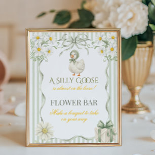 Poster Oie Ridicule Bar de Fleurs pour Baby Shower Vert