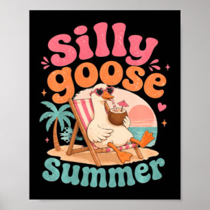 Poster Oie Silencieuse Été Mignon Plage Oie Relaxante