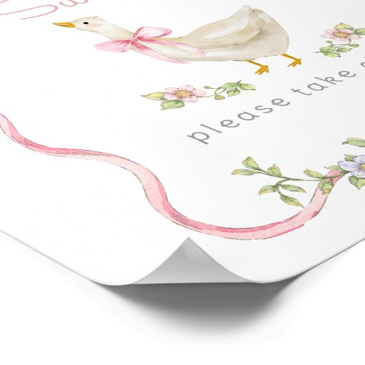 Poster Oie sotte Arc rose Les bébés sont doux (Coin)