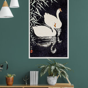 Poster Oies chinoises blanches par Ohara Koson,