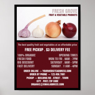 Poster Oignons et ail, Greengrocers