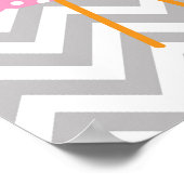 Poster Oiseau à pois rose, Chambre gris chevron, Nursery (Coin)