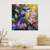 Poster Oiseau à poitrine jaune violet (Cuisine)