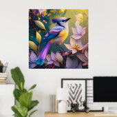 Poster Oiseau à poitrine jaune violet (Bureau à domicile)