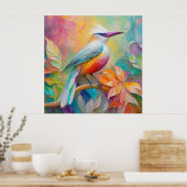 Poster Oiseau à poitrine rouge à bec rose (Cuisine)