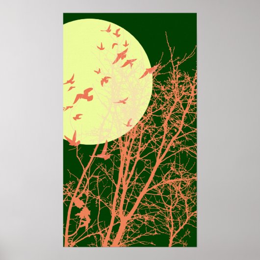Poster oiseau à silhouette (Devant)
