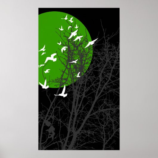 Poster oiseau à silhouette (Devant)