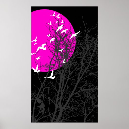 Poster oiseau à silhouette (Devant)