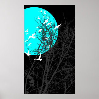 Poster oiseau à silhouette
