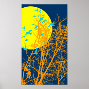 Poster oiseau à silhouette