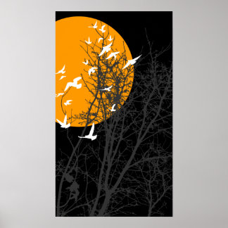 Poster oiseau à silhouette