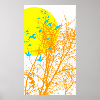 Poster oiseau à silhouette