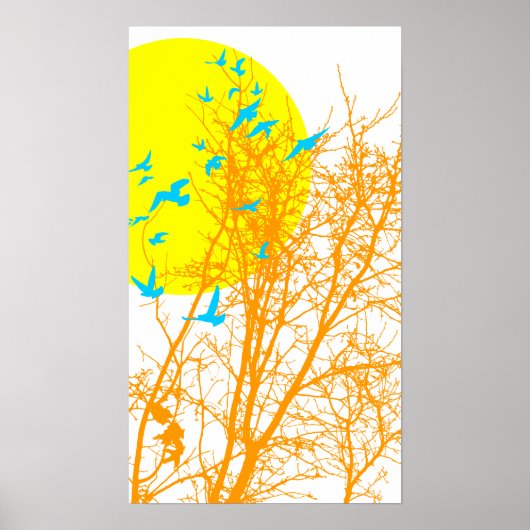 Poster oiseau à silhouette (Devant)