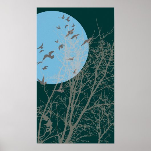 Poster oiseau à silhouette (Devant)