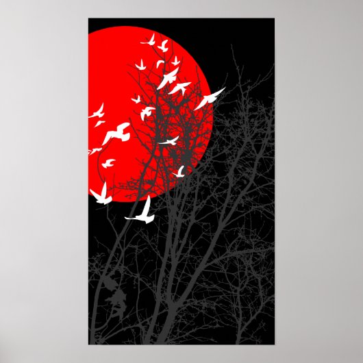 Poster oiseau à silhouette (Devant)