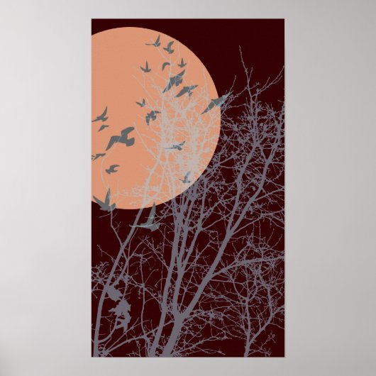 Poster oiseau à silhouette (Devant)