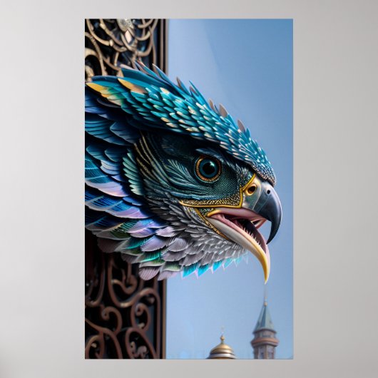 Poster Oiseau à travers la porte ornée (Devant)