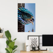 Poster Oiseau à travers la porte ornée (Bureau à domicile)