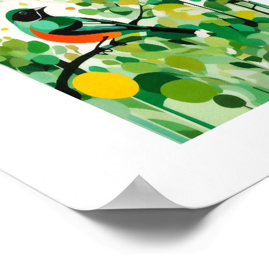 Poster Oiseau Abstrait Se Trouvant Sur Une Branche (Coin)