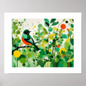 Poster Oiseau Abstrait Se Trouvant Sur Une Branche (Devant)