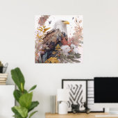 Poster Oiseau Aigle Portrait Animal Peinture Faune Gratui (Bureau à domicile)