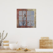 Poster Oiseau bleu dans la fenêtre (Cuisine)