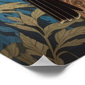 Poster Oiseau Bleu Et Pic Rouge Inspiré Par La Nature (Coin)