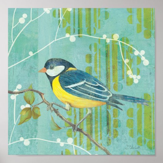 Poster Oiseau bleu perché sur un arbre (Devant)