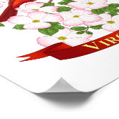 Poster Oiseau cardinal de l'État de Virginie et fleur de (Coin)