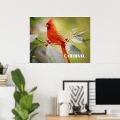 Poster Oiseau cardinal rouge dans l'arbre (Bureau à domicile)