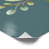 Poster Oiseau chanteur patchwork sur branche fleurie (Coin)