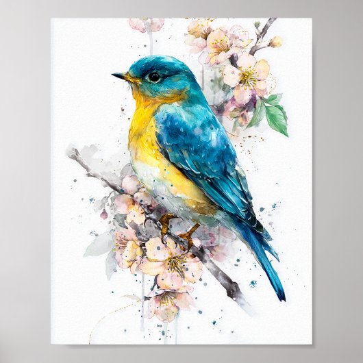 Poster Oiseau chanteur printanier (Devant)