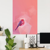 Poster Oiseau Chanteur Rose Dans Abstrait (Bureau à domicile)
