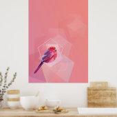 Poster Oiseau Chanteur Rose Dans Abstrait (Cuisine)